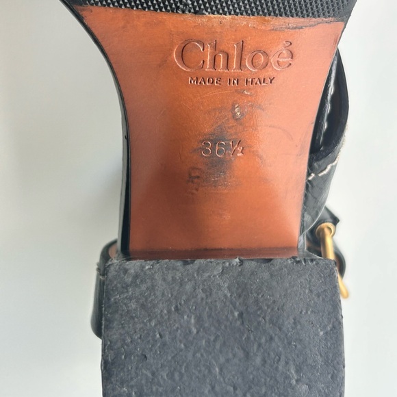 Chloe Candice Topstitch Leather Sandal Size 6 (36.5 EU) Block Heel - Picture 11 of 16